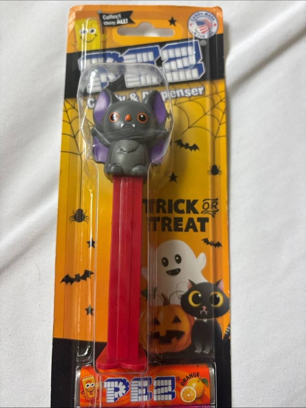 PEZ Halloween Bat Head Candy Dispenser - Red Stem